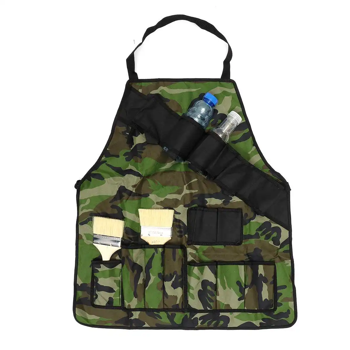 

Camouflage Outdoor Barbecue Picnic Apron Multifunction Waterproof BBQ Grill Beer Condiment Holder multi-pockets Utensil Set