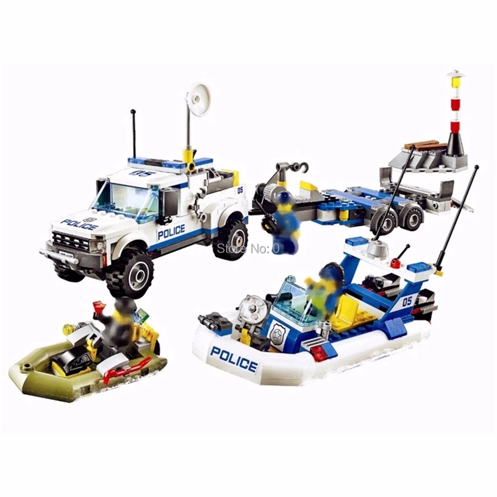 

10421 409pcs City Police Patrol Car Speedboat Bela Compatible 60045 Building Block Bricks Toy