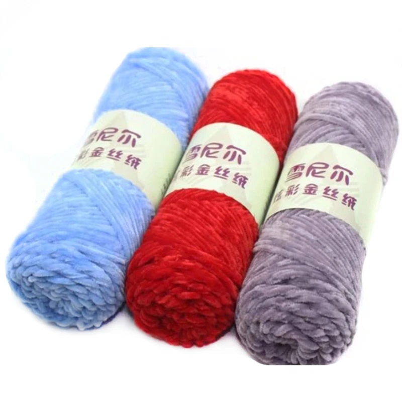 

Kuke DIY 1ball/100g Velvet Yarn Soft Protein Cashmere Yarn Silk Wool Crochet Knitting Yarn Cotton Baby Wool Sweater