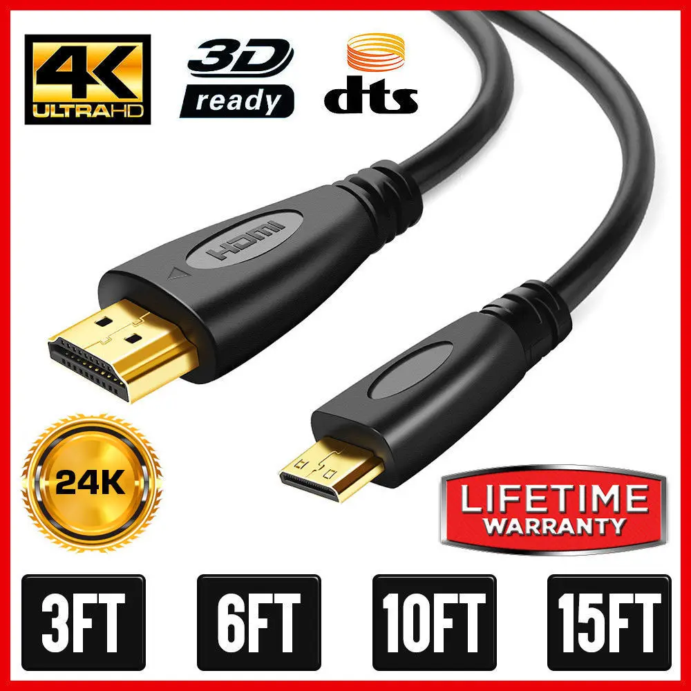 

High-Speed Mini HDMI to HDMI Cable Adapter HDMI A to HDMI Mini Type C 4K Lot