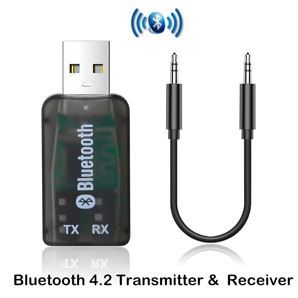 

3.5mm Jack AUX 2 in 1 Bluetooth 4.2 Receiver Transmitter for no Bluetooth speaker FM radio earphone TV PC Wireless Music adapet