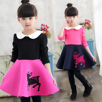 

Autumn And Winter New Pattern Increase Thickening Cotton Cartoon Kids Dresses For Girls