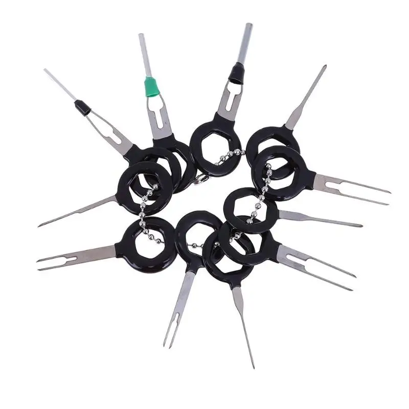

11Pcs Connector Pin Removal Auto Car Plug Circuit Board Wire Harness Terminal Extraction Pick Crimp Pin Back Needle Set