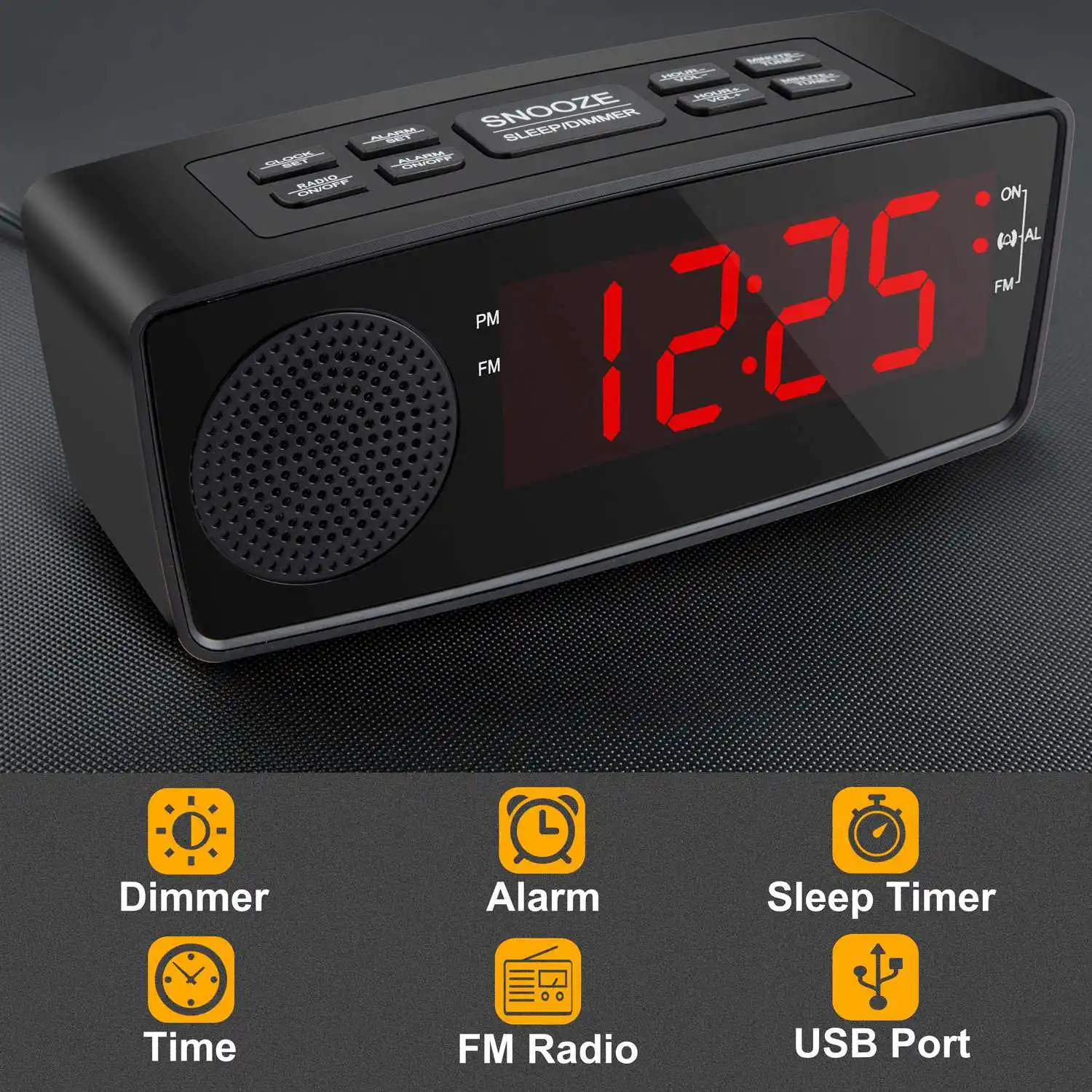 Радиочасы, цифровой fm-будильник, радиочасы с Usb зарядным портом, светодиодный дисплей, диммер, таймер сна, Повтор заряда батареи спальни, Tabl