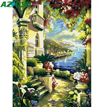 AZQSD картина маслом Приморский павильон картины по номерам на холсте настенные картины бескаркасные DIY декорации стены Искусство украшения дома