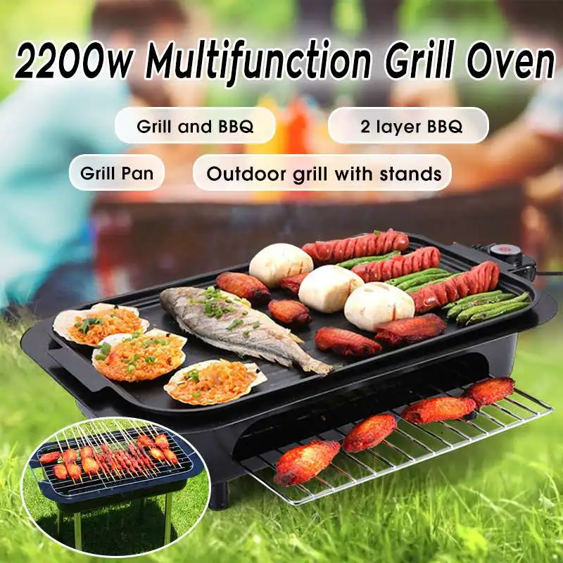 

Korean Household Electric Ovens Smokeless Nonstick Barbecue Electric hotplate Grilled Meat Pan Cooking Tools Indoor Outdoor