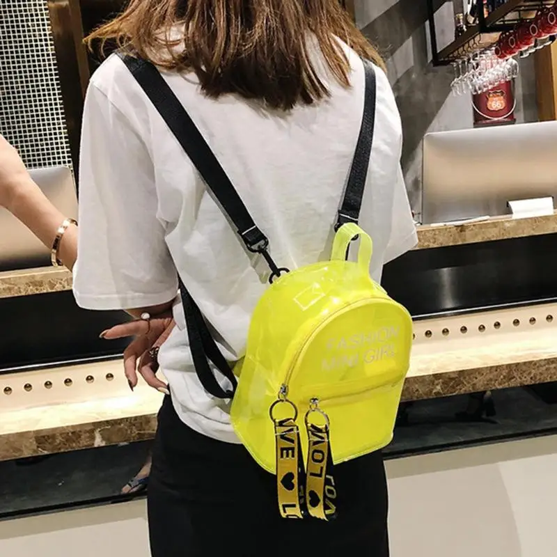 

lear Transparent PVC Zipper Backpacks for Women Teen Girls Travel Student School Shoulder Bag Female Rucksack Pouch Bolsa Totes