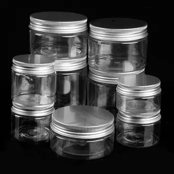 

1PCS Cosmetic Travel Empty Bottle Jar Round Aluminum Cover Lid Plastic Lip Balm Make-up Bottling Box
