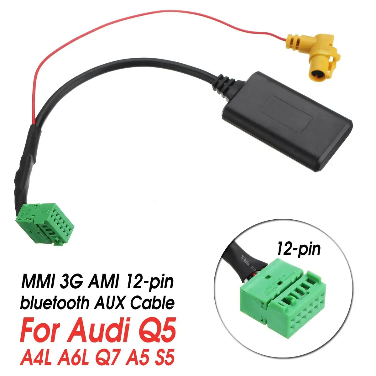 

12 Pin Car Wireless MMI AMI 3G bluetooth AUX Cable Adapter Auto AUX-IN Audio Radio Stereo Input For Audi Q5 A4L A6L Q7 A5 S5