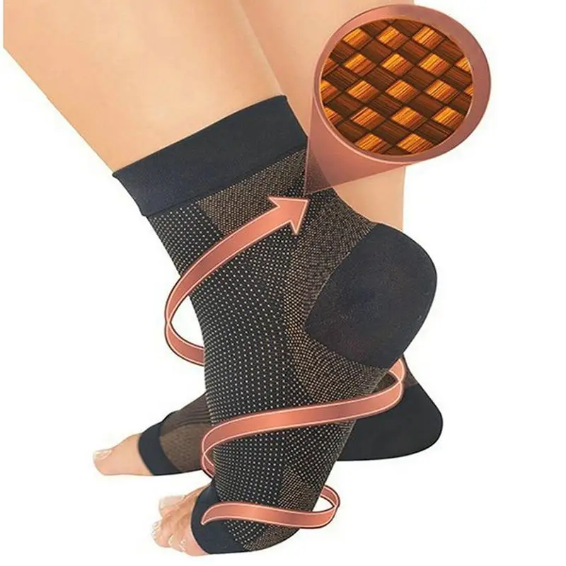 

Copper Fiber Motion Ankle Socks Men's Ankle Wrist Compression Socks Breathable Shock Absorption Protection Open Toe Socks