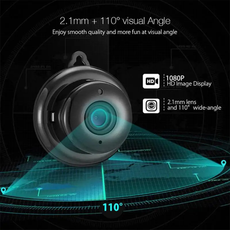 HD 1080P мини беспроводная WIFI IP камера 180 градусов 5 10 м ночного видения инфракрасная