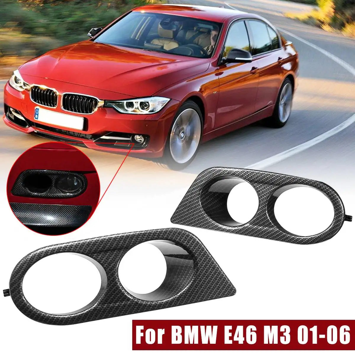 

Car styling Car Front Bumper Fog Light Cover Surrounds Air Duct For BMW E46 M3 2001 2002 2003 2004 2005 2006