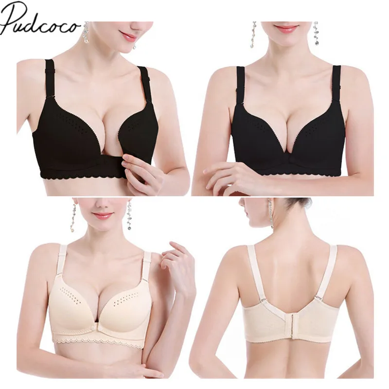 

2019 Brand New Pregnant Women Front Bra Button Lace Breathable Maternity Underwear Solid Breastfeeding Nursing Feeding Bras