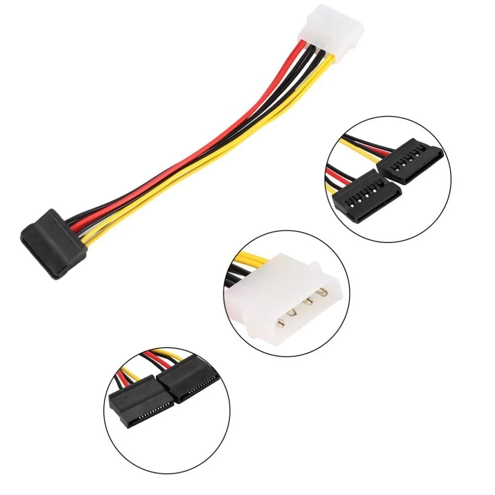 4 Pin IDE Molex до 2 из 15 Pin Serial ATA SATA HDD адаптер питания кабель легкий Y Splitter Двойной жесткий диск кабель