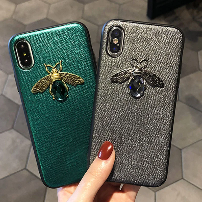 

Luxury Fashion brand Diamond Bee Glitte soft case for iphone 6 S 7 8 plus X XR XS Max cute hard cover for samsung galaxy S8 S9