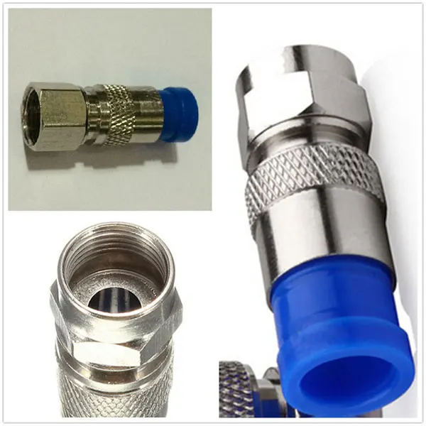 

New 10pcs/ Lot Connector Coax Coaxial Compression Fitting O-Ring F Connectors RG6 Cable Connect