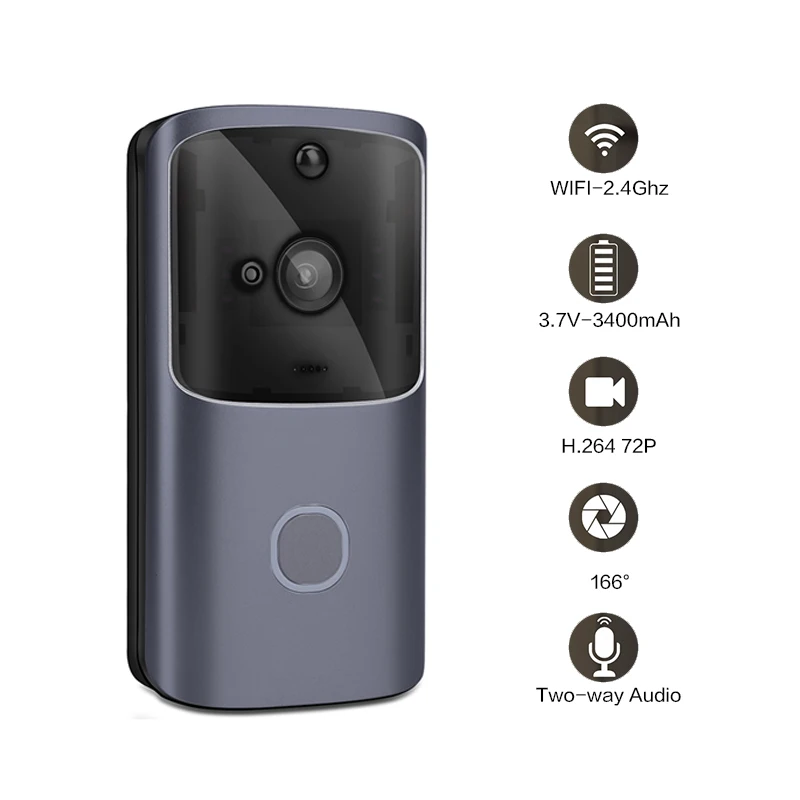 

WiFi Visual Door Intercom Wireless Video Call Doorbell Recording Remote Home Monitor Night Vision Video Intercom Phone M10
