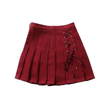 Корейская версия, эластичная Женская юбка с высокой талией, для девушек, Harajuku, однотонная, в клетку, трапециевидная, мини, Япония