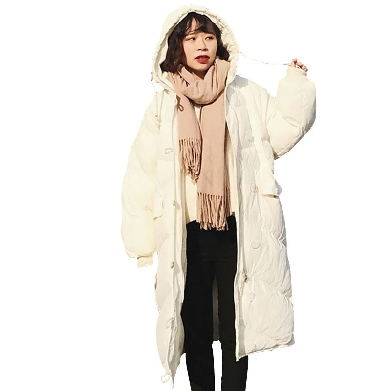 Big Bust Loose Hooded Long Parka Women Down Cotton Winter