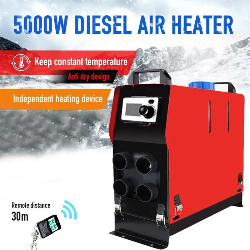 

12V/24V 5000W Intelligent Voice Broadcast Air Heater 4 Holes LCD Monitor Heater Diesel Parking Heater Car Truck Remote Control