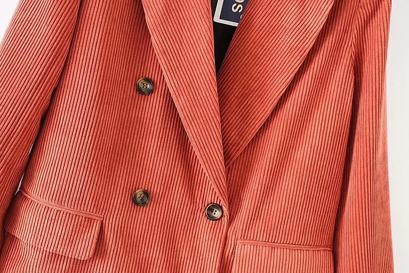 VOGUEIN Новый женский осенне зимний вельветовый костюм с длинными рукавами Блейзер