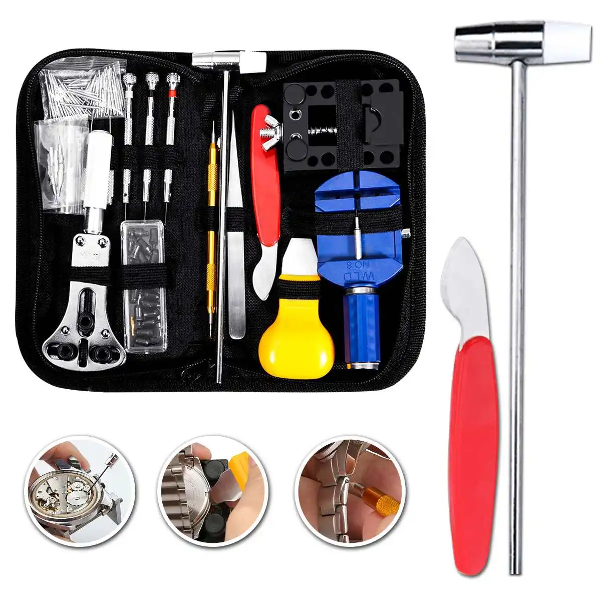 

147Pcs Watch Professional Repair Tool Kit Watchmaker Back Case Remover Opener Spring Pin Watches Accessorie Repair Tool Kits