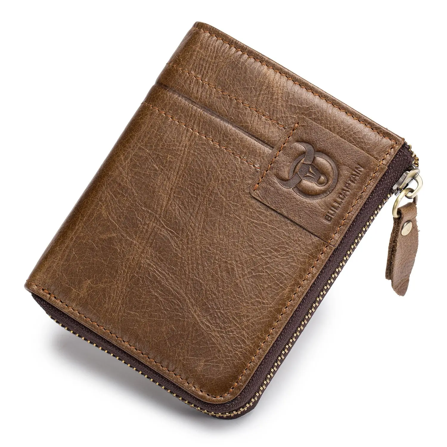 

FGGS BULLCAPTAIN Cow Leather Men Wallet Fashion Coin Pocket Multifunction Men Purse High Quality Male Card ID Holder(Brown)