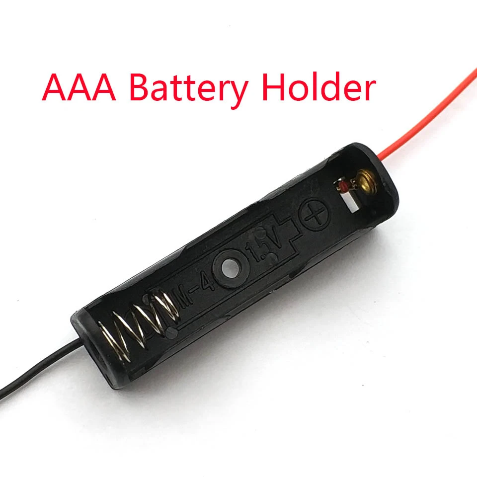 

5 Pcs Single Slot AAA Mobile Battery Clip Case Holder Box with Wire Leads DIY Battery Storage Cases Solderless For AAA Battery