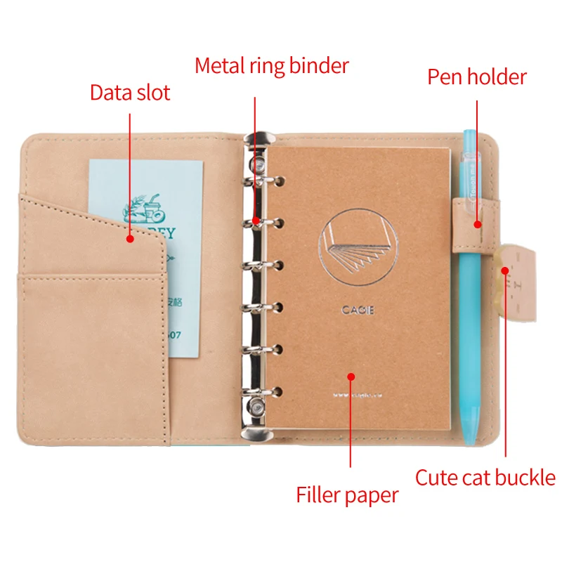 Bullet Journal Sketchbook Cat Kawaii Spiral Binder Travelers Notebook Refills a7 Planner Mini Pocket a6 планировщик