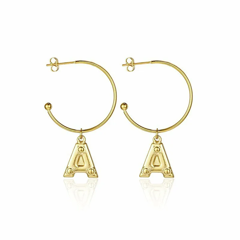 

Stainless Steel Minimalist Gold Letters Drop Earrings A-z Initial Letter Ladies Jewelry Simple Hanging Earrings For Women