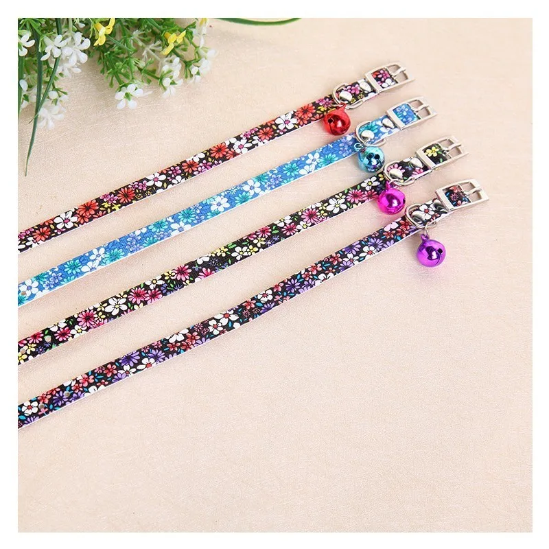 New Fashion Classic Coral Floral Prints Pet Cat Puppy Dog Collar Neck with Bell 31cm*1cm