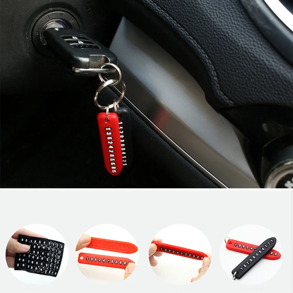 

New 1 Set Anti-lost Phone Number Plate Car Keychain Vehicle Phone Number Card For Keyring Key Chain Car Ornament Car Accessories