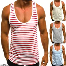 Мужская спортивная майка для занятий бодибилдингом, майка для фитнеса, красный, черный, синий, желтый, в полоску, классные летние майки