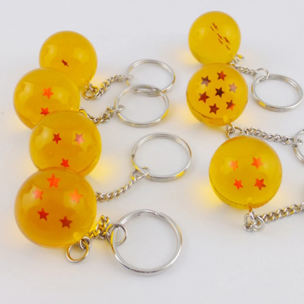 

Dragon Ball Super Keychain 3D 1-7 Stars Key Chain Fashion Round Collection Toy Gift Key Ring yellow Star Jewelry Accessories