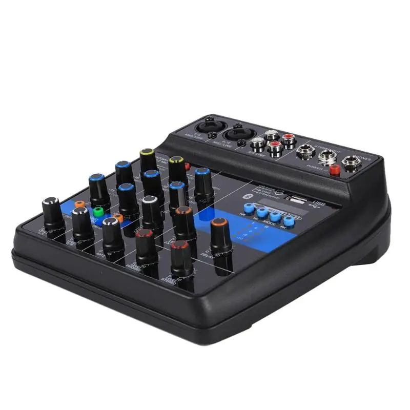 

S-1 4-Channel BT Mixing Console Digital Audio Built-in Reverb Effects +48V Phantom Power Supply for DJ Karaoke