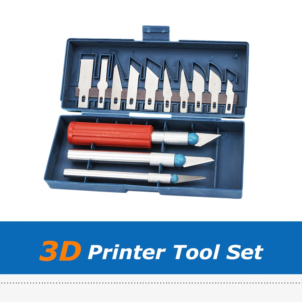 

1set 3D Print Clean-Up Steel Collet Blades Knife Set Kit, Support Material Removal & Cleaning Tool 3D Printer Accessories