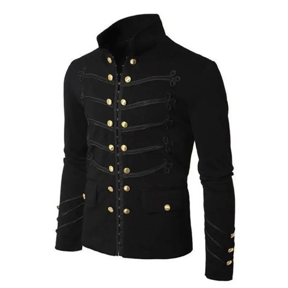 Men Vintage Military Jacket Gothic Military Parade Jacket Embroidered