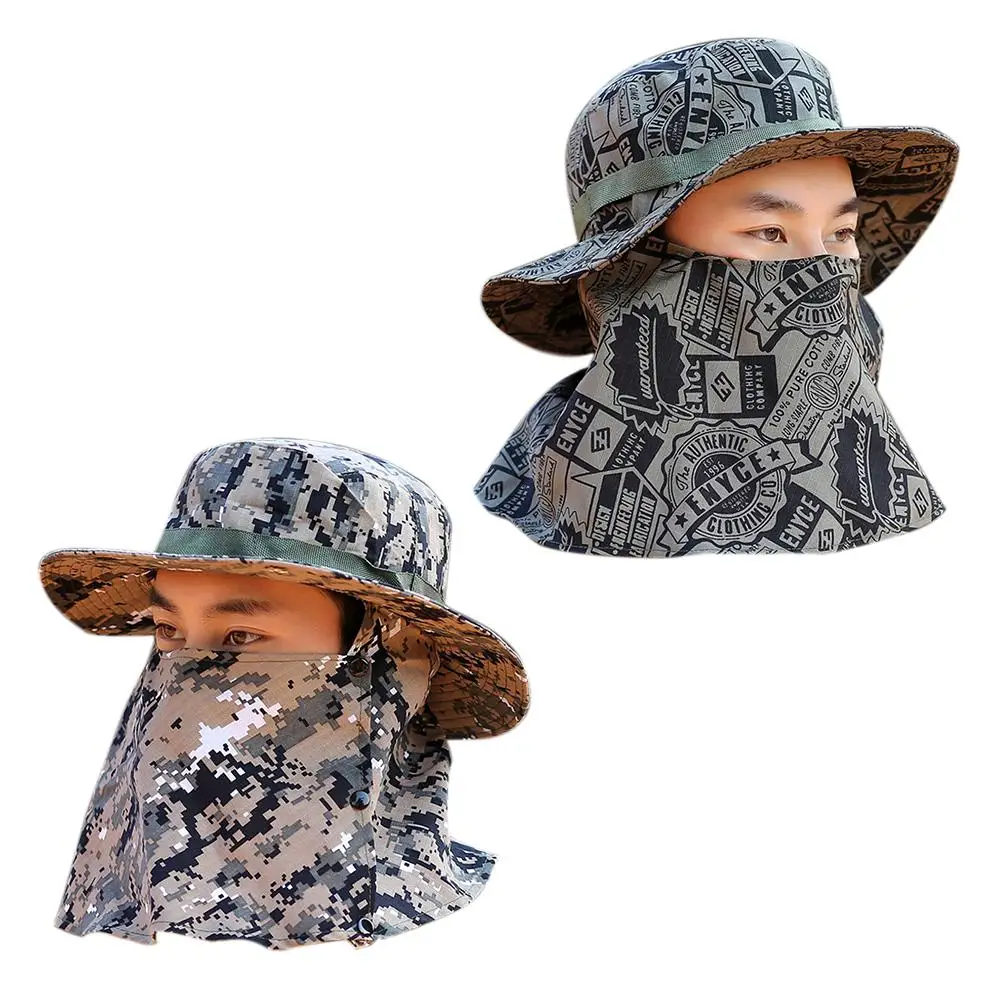 

Mens Outdoor Sport Hunting Breathable Sunshade Hats Camouflage Fishing Caps Face Neck Cover Sunscreen Fisherman Hat Wholesale