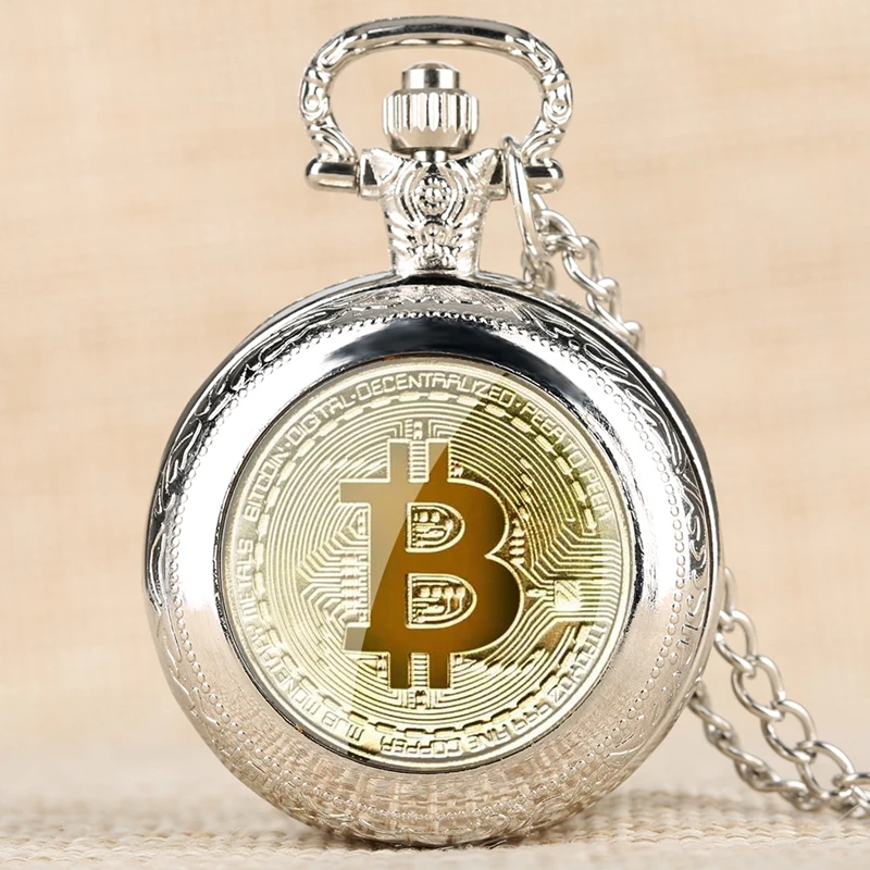 Кварцевые карманные часы BTC с ретро покрытием копия физических монет биткоина