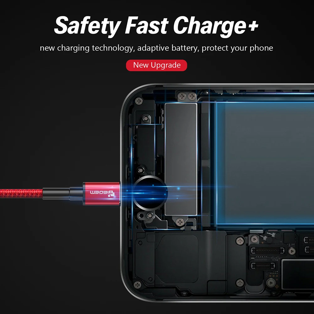 Usb кабель TIEGEM для iphone быстрой зарядки Xs max Xr X 8 7 6 plus 6s 5 s ipad mini мобильный телефон