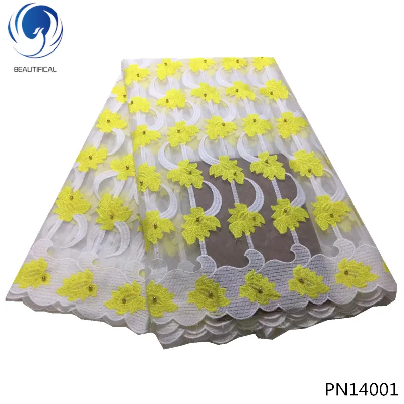 

BEAUTIFICAL african wedding lace fabrics for clothing african lace styles wholesale hot sales 5yard/lot for sewing yellow PN140
