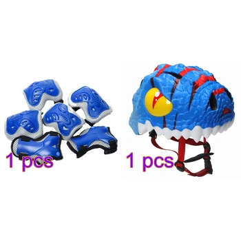 

Thicken Roller Skating Protective Pad Kneepad Elbow Guard Handguard Gear Set 3D Dinosaur Adjustable Safety Cycling Helmet