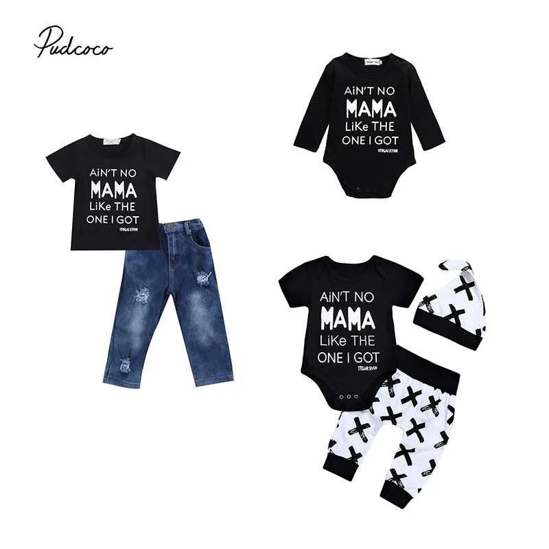

2019 Brand Newborn Toddler Kids Baby Boy Clothes New Funny T Shirt Tee Tops+Denim Pants Outfit Set Summer Casual Cotton Clothing