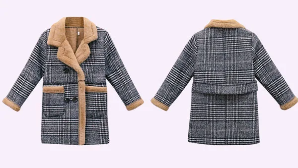 Шерстяное пальто для девочек; Корейская версия детского утепленного пальто