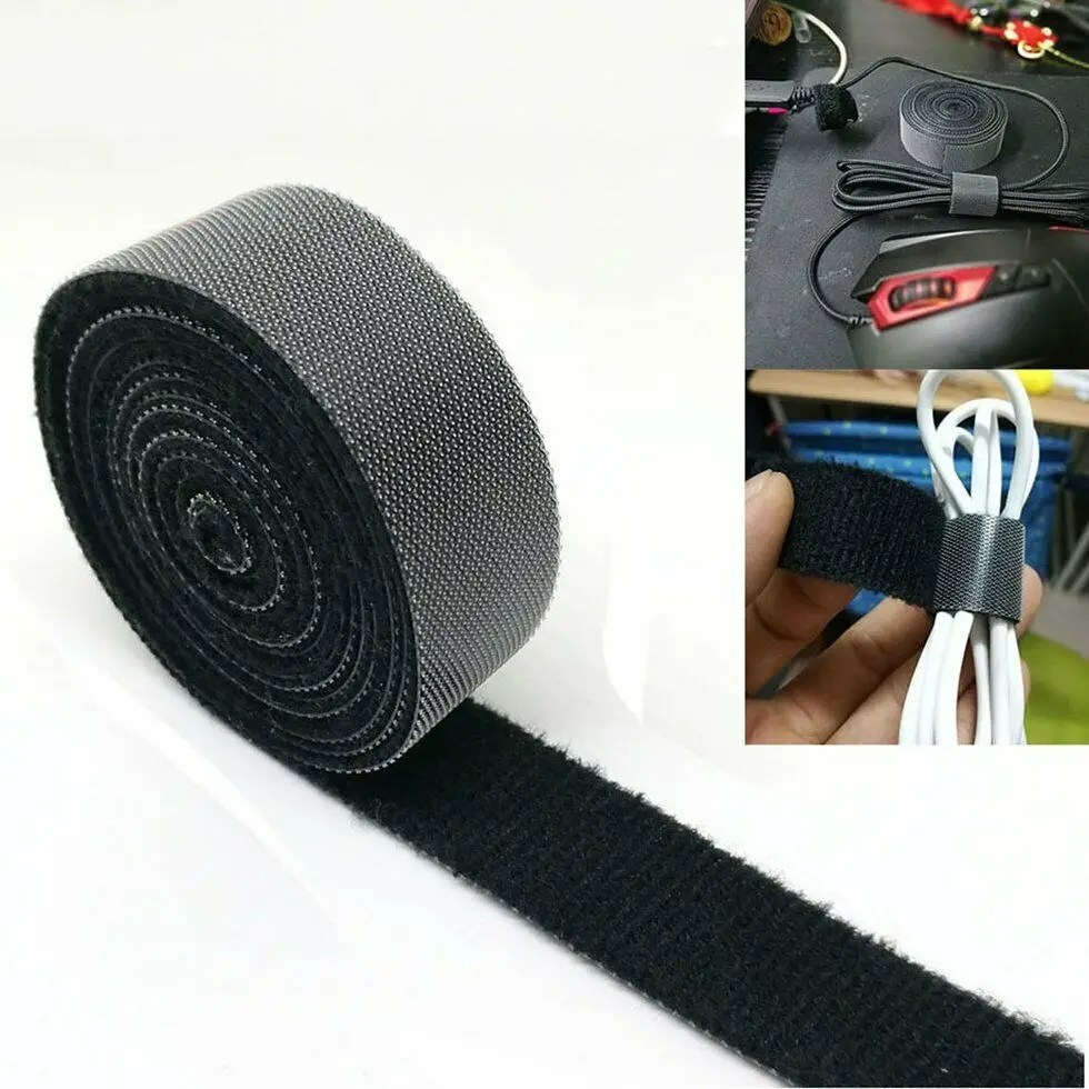 

1pc Plastic Nylon Cable Ties Manager Winder Cable Clip Ties Velcro Strap Ribbon Wire Strap Seals Office Desktop Management