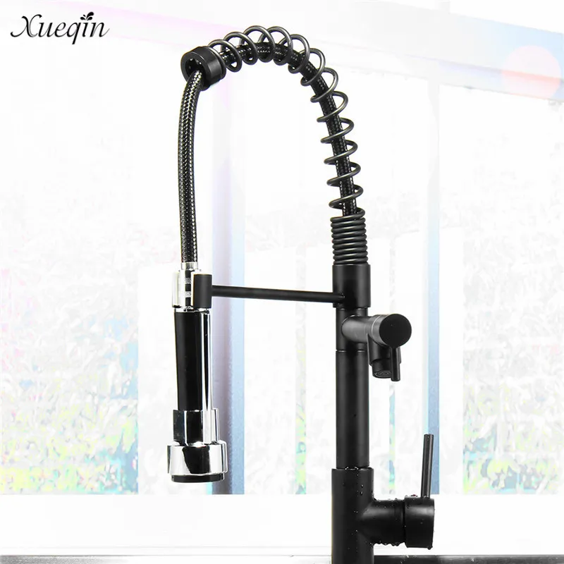 

Xueqin All Black Kitchen Water Tap Faucet Pull Down 360 Swivel Handheld Shower Kitchen Mixer Taps