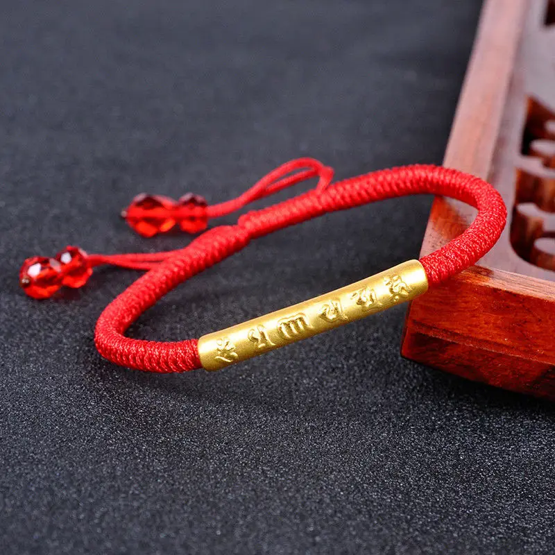 Однотонная повязка на руку 24k Gelbgold buddhissechs Wort Rohr золотая руку|Гибкие и жесткие