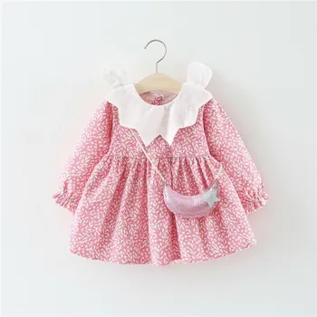 

Princess Girl Dress 2019 New Cute kids costume Baby girl dresses party and wedding Dress With Moon Bag Newborn Ruffles Clothes