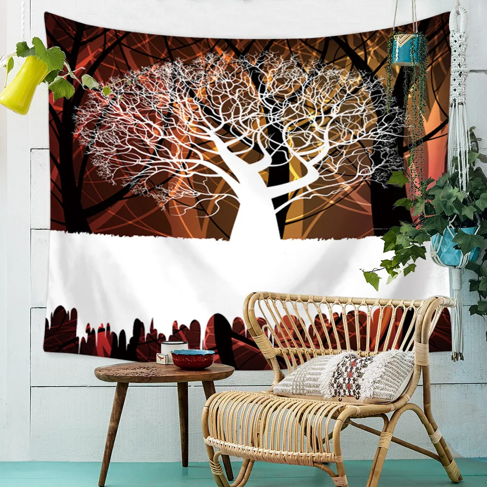 

Bohemian Wall Tapestry Macrame Wall Hanging Boho Decor Psychedelic Tapestry Nature Tree Watercolor Wall Cloth Tapestries Blanket