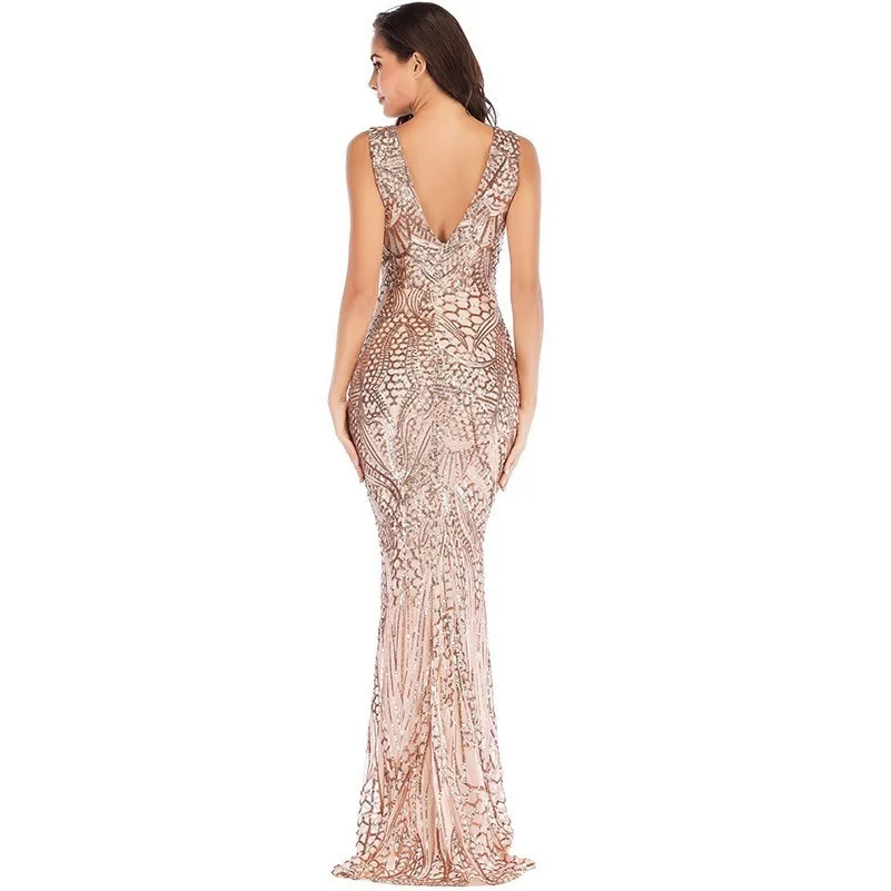 

Gold sequin dress sexy backless vestidos kleider free shiping bodycon sukienka fashion robe femme long dress glitter